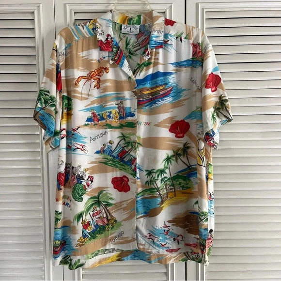 Vtg Solutions Original Hawaiian Islands Shirt Bahamas Barbados Antigua Large - Picture 1 of 15